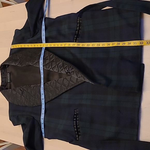 EUC VTG Saks Fifth Ave Black Label 100% Wool Navy/Green Satin Lined Jacket - Picture 14 of 16